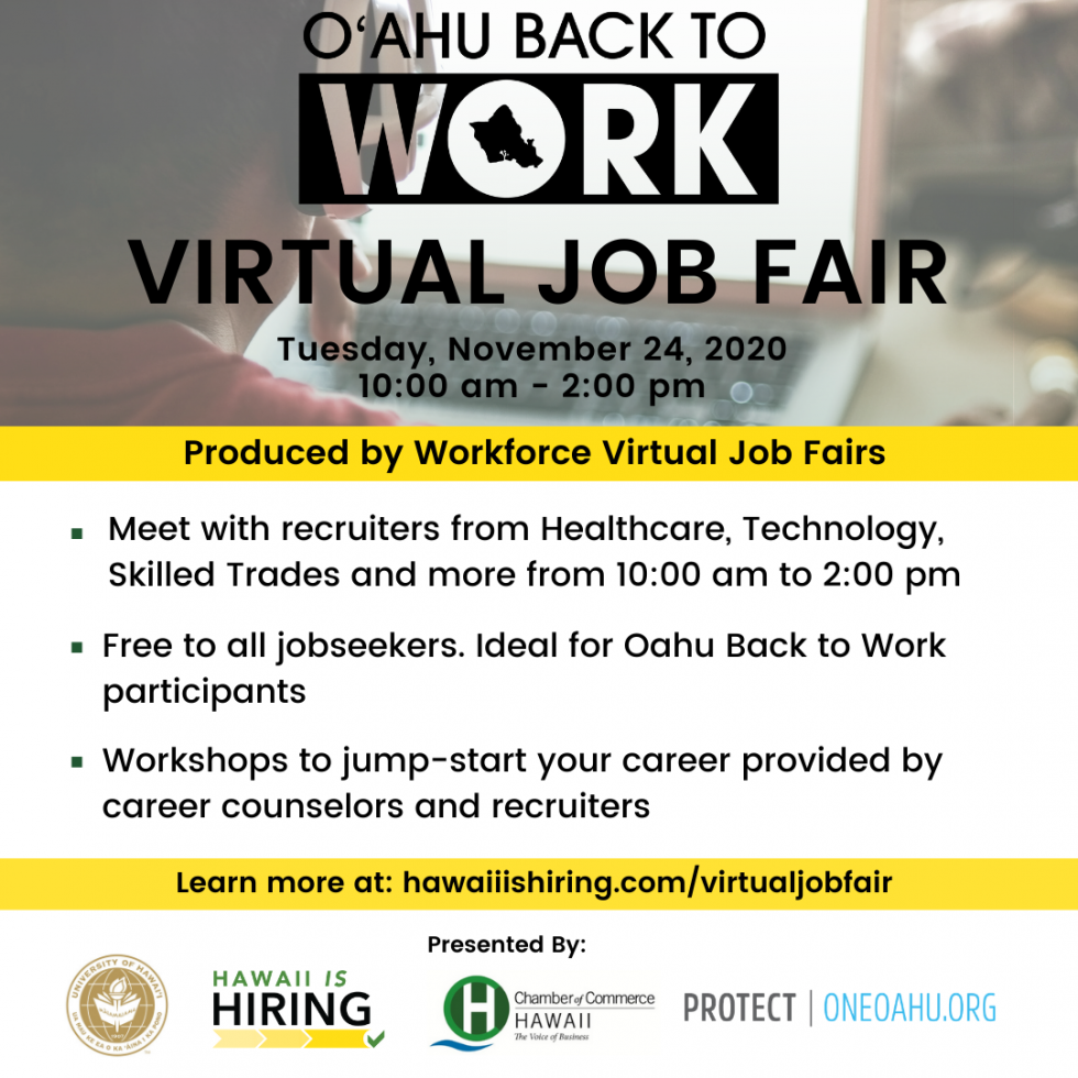 Oahu Back to Work Virtual Job Fair Hawaii is Hiring